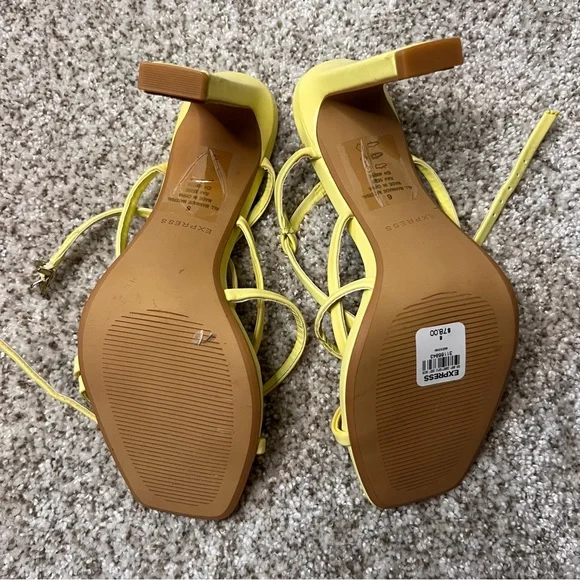 Express Yellow Heels Strappy Sandals - Picture 5 of 8